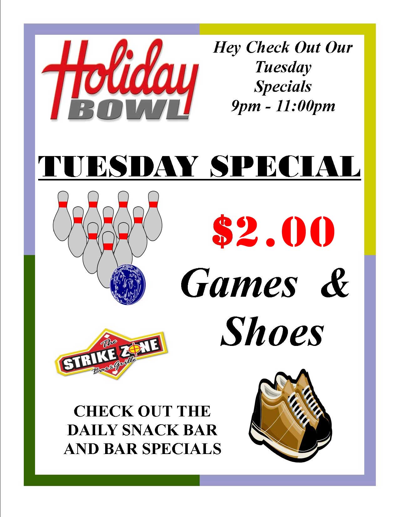 Holiday Bowl Altoona - Tuesday Special