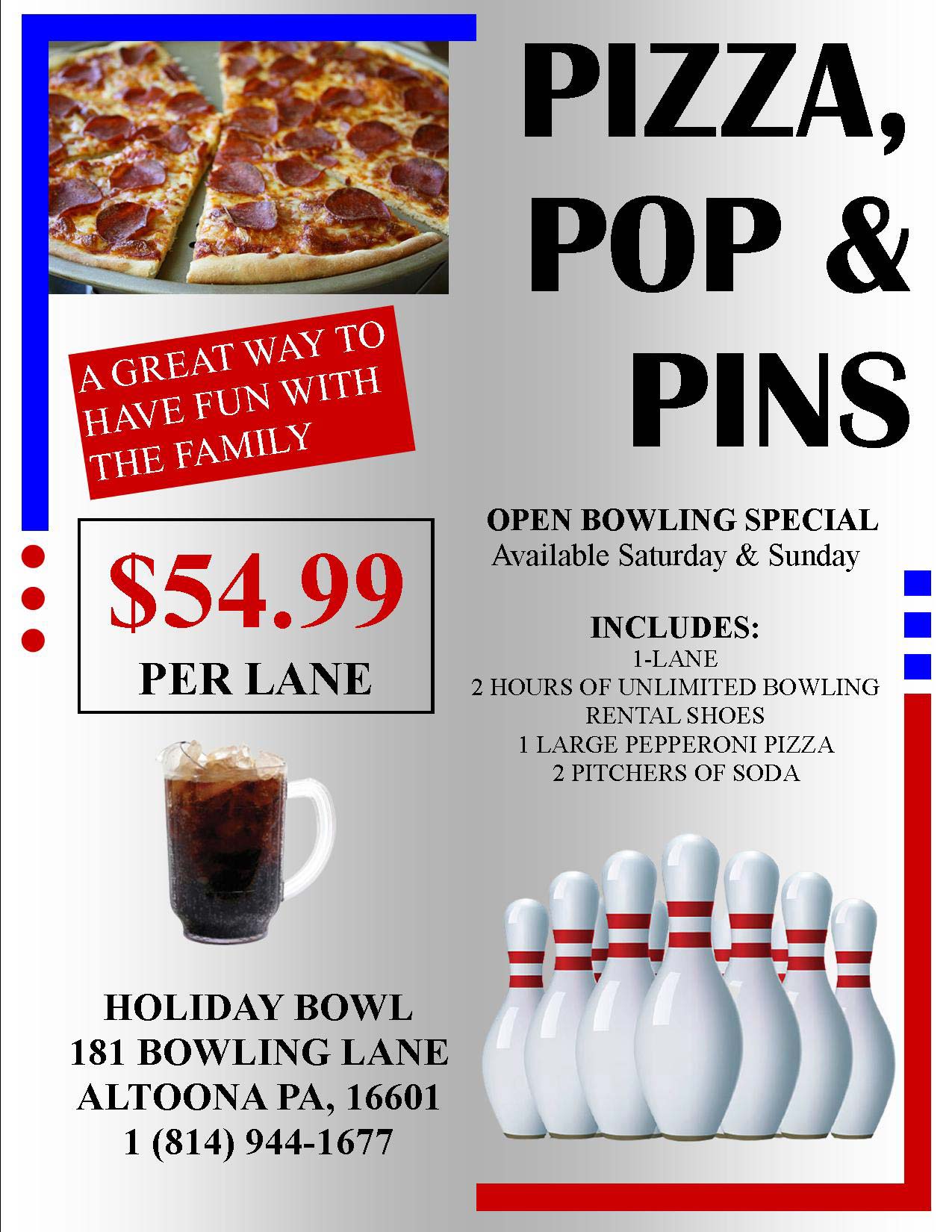Holiday Bowl Altoona - Pizza, Pop and Pins