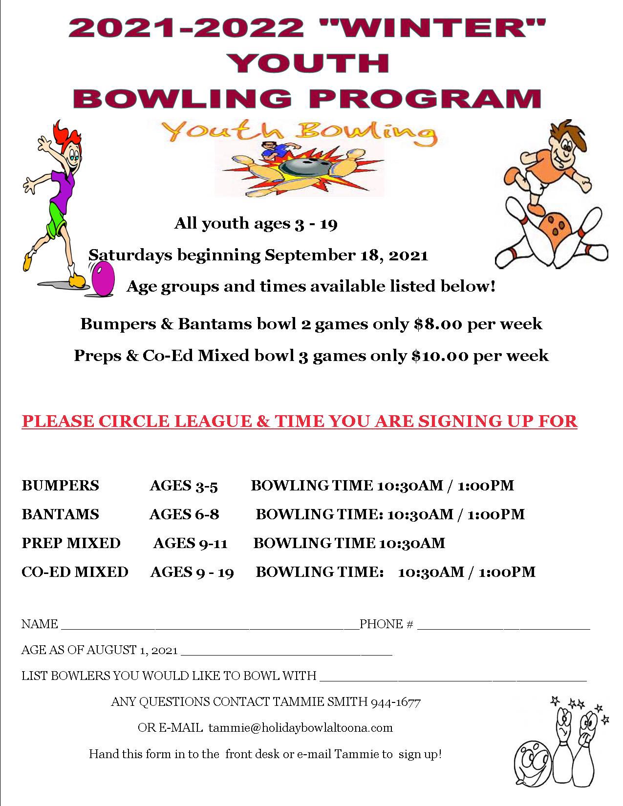 Holiday Bowl Altoona | Winter Youth Bowling Program for 2021-2022
