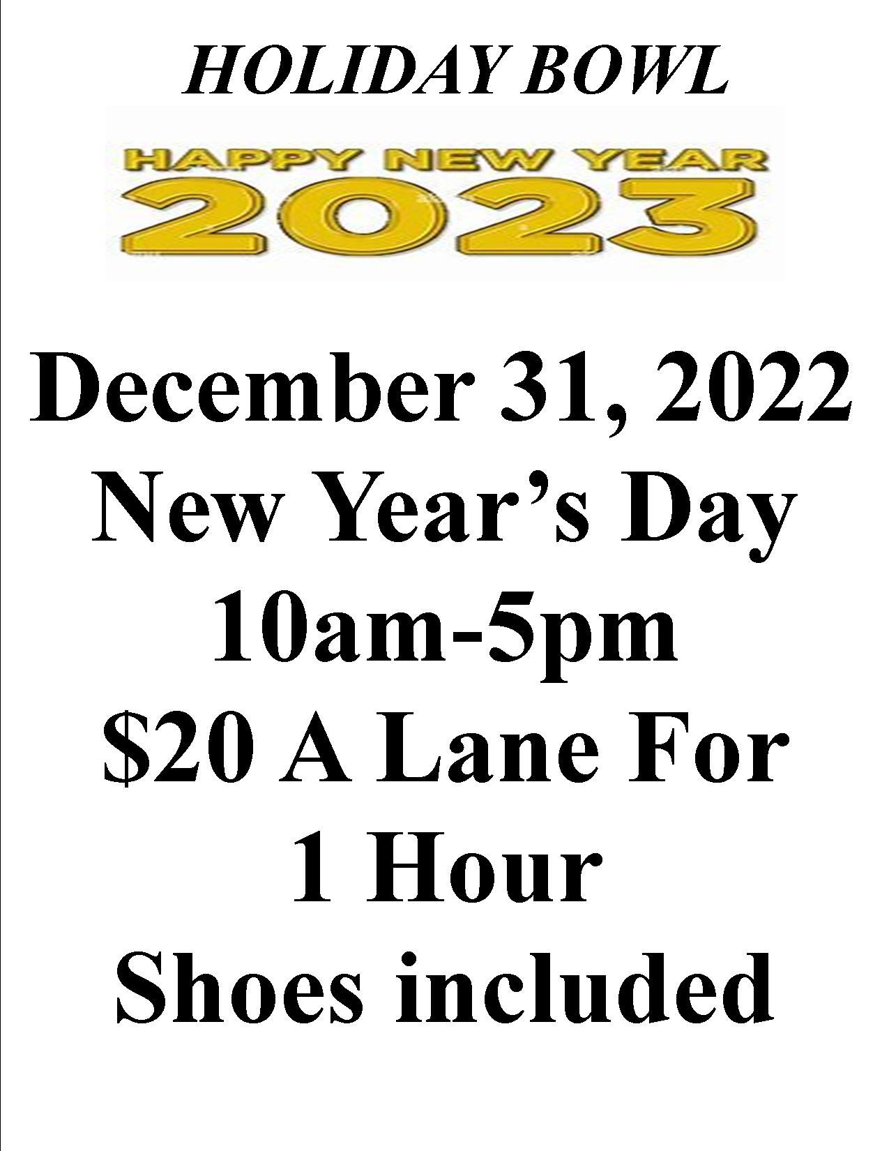 Holiday Bowl New Year’s Day | 10am to 5pm